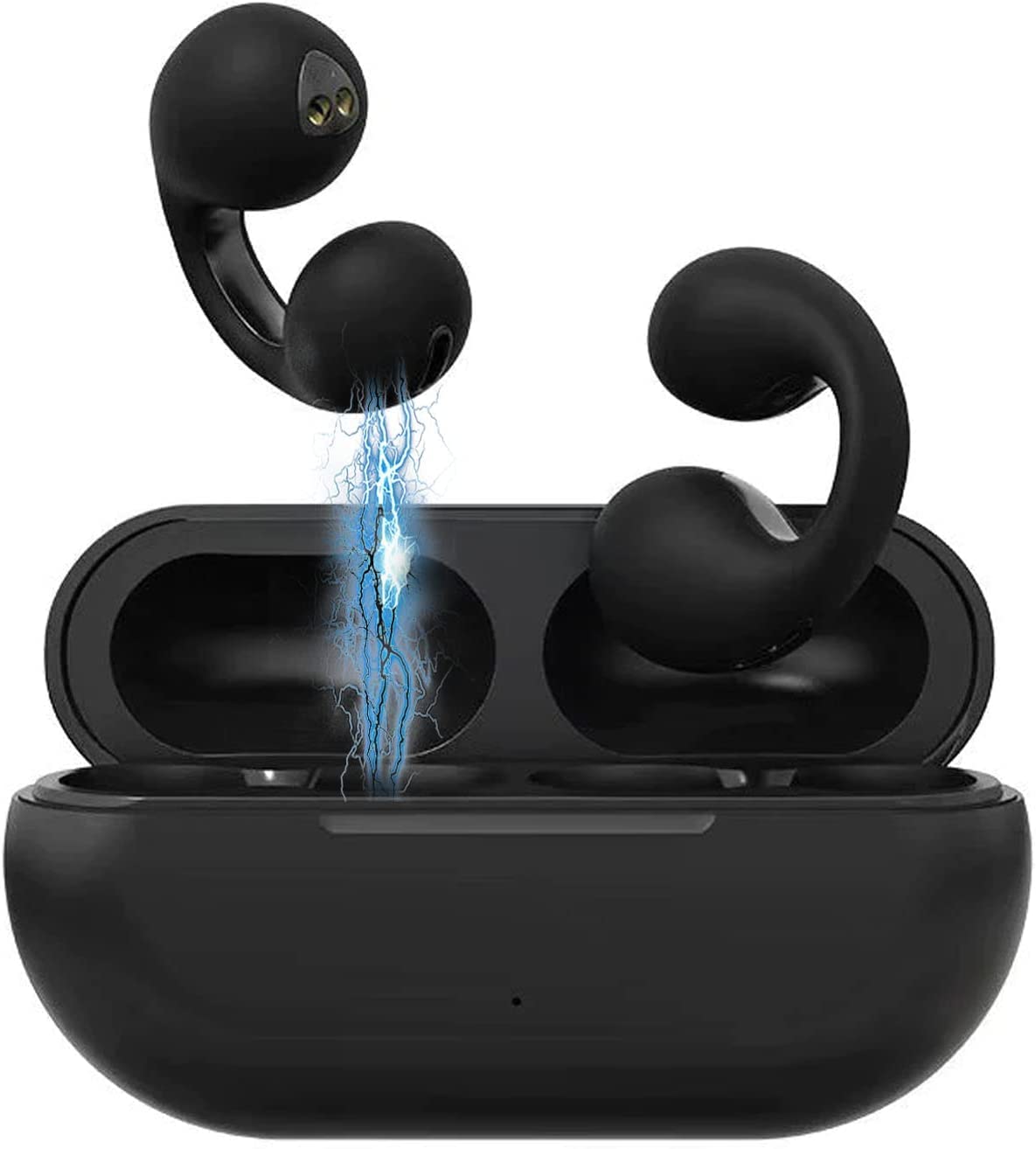 Auriculares inalámbricos de conducción ósea con Clip para la Oreja, miniauriculares de conducción ósea, Auriculares de Oreja Abierta Bluetooth inalámbrico para Correr Deportes (Negro)