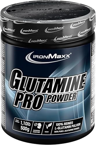 IronMaxx Glutamin Pro Powder Vegan - 500 g Dose | Geschmacksneutrales L-Glutamin Pulver | ideal nach intensiven Trainingseinheiten