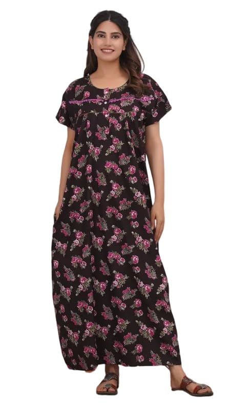 Padmavati Creation' Maternity Feeding Nighty with Front Zipper Soft Cotton Nursing Night Dress for Pregnancy & Breastfeeding CTN_NGT_FLO_35-image-6