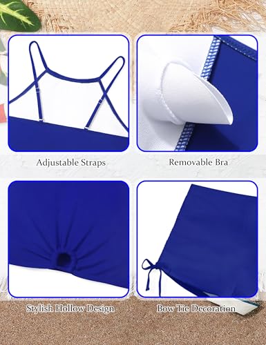 Girls Swimsuit 2 Pcs Solid Color Cutout Tankini with Shorts Drawstring Bathing Suit for Girls Swimwear 7-14Y4