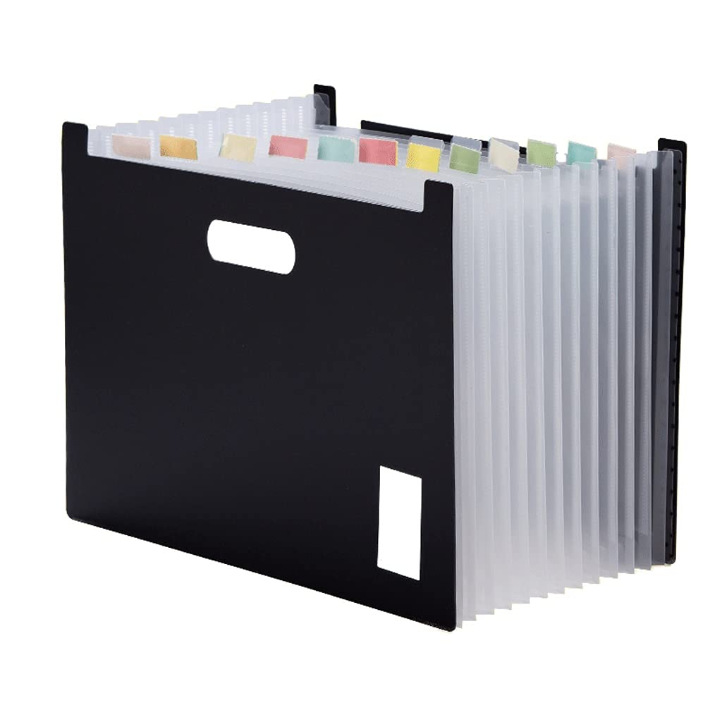 Kieszenie akordecznie folder pliku organizer folder Folder rozszerzający foldery plików Akordeon plastikowe foldery do szkoły biurowej (Color : Black)