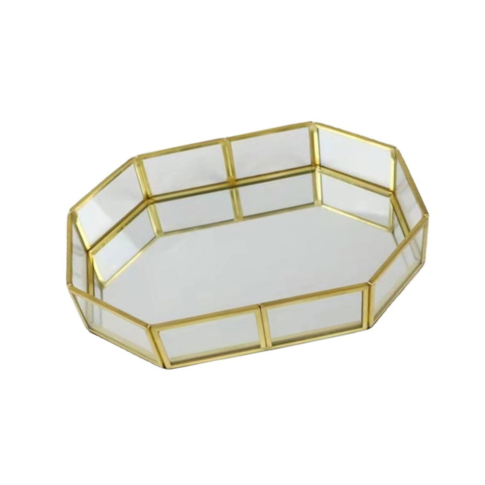 Msioytog Cosmetic Organiser Tray with Clear Glass Jewelry Storage Box for Vanity Dresser Bathroom Countertop Accessory Cosmetic Organiser Jewelry Storage