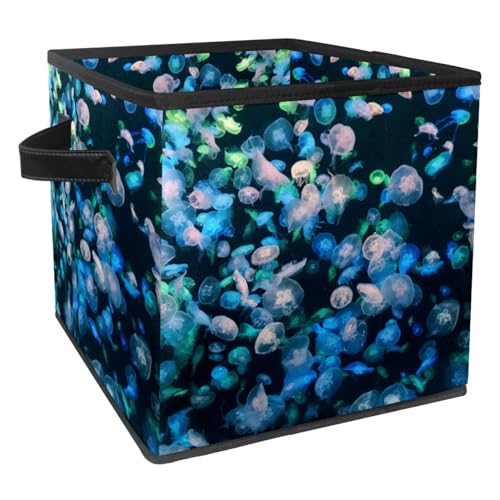 Boîte de rangement pliable en tissu cube méduse avec poignées - 2