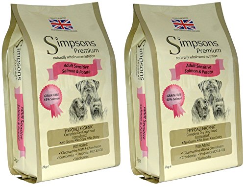 Simpsons Premium Adult Sensitive Lachs und Kartoffel-Trockenfutter für Hunde, 2 x 12 kg