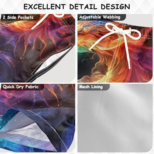 Pigsaly Boys Swim Trunks Fiery Rainbow Dragon Black Galaxy Boys Board Shorts Swimsuit Swimwear Summer Bathing Suit XS3