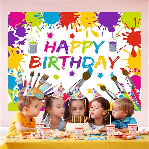 Image of Art Attack Birthday Backdrop 5x4 Ft | Backdrops for Decoration | Birthday Decoration Backdrop | Banner for Kids Theme Party