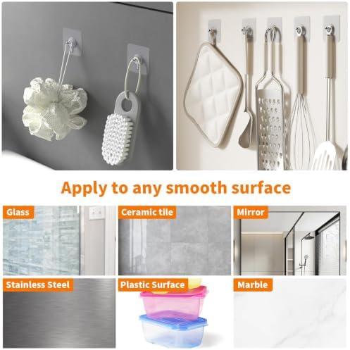 coolpa 24 PCS Picture Hangers Without Nails, Wall Hangers Without Nails, Adhesive Wall Hooks, to use Inside Kitchen, Bathroom, Home and Office - 4