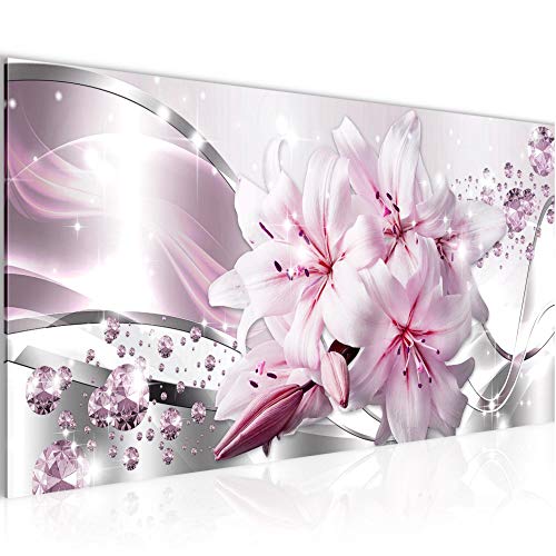 Runa Art Cuadro Decorativo Flores Lirios 1 Parte Moderno Cuadro Lienzo no Tejido para Sala Abstracto Gris Rosa 021812c