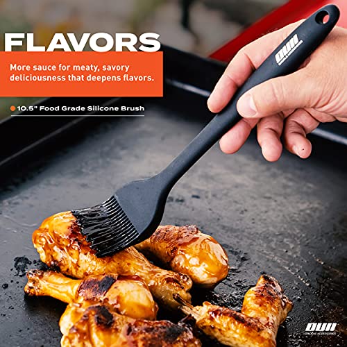 OUII Flat Top Griddle Accessories Set for Blackstone and Camp Chef Griddle - 12 Inch Heavy Duty Round Basting Cover Cheese Melting Dome with Cast Iron Burger Bacon Press & Basting Brush - Thumbnail 6