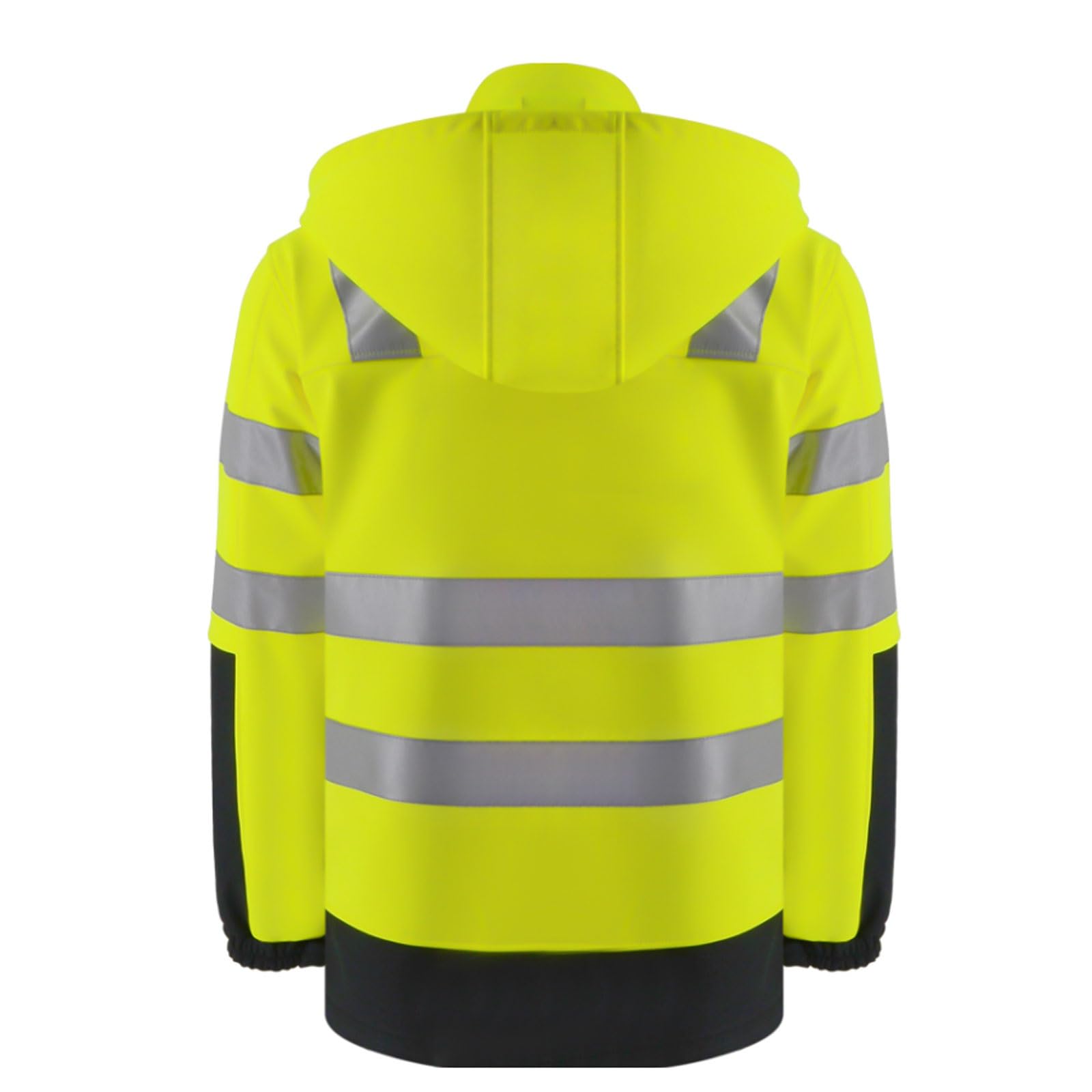 Chaleco reflectante de alta visibilidad, Chaleco de alta visibilidad amarillo fluorescente con capucha desmontable, varios tamaños(L)