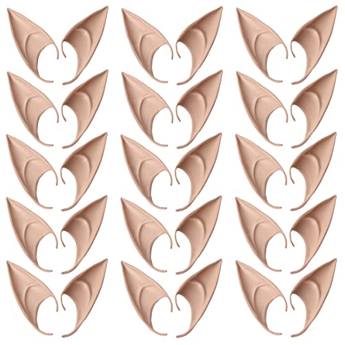 YANZHAN 15 Pair Fairy Pixie Elf Ears for Cosplay Halloween Christmas Any Themed Party - Natural Complexion, Long Style