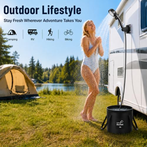 Ducha portátil para camping, ducha recargable para camping, larga duración miniatura 2