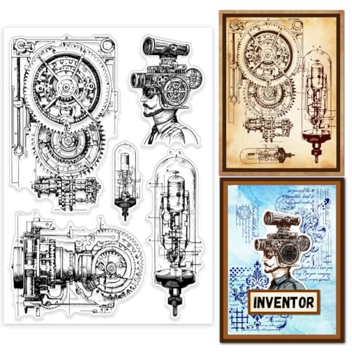 GLOBLELAND Gear Machinery - Timbri trasparenti in silicone, 21 x 14,8 cm, per fai da te, scrapbooking, biglietti, album fotografici, diari, decorazioni per la casa GLOBLELAND Gear Machinery - Timbri trasparenti in silicone, 21 x 14,8 cm, per fai da te, scrapbooking, biglietti, album fotografici, diari, decorazioni per la casa