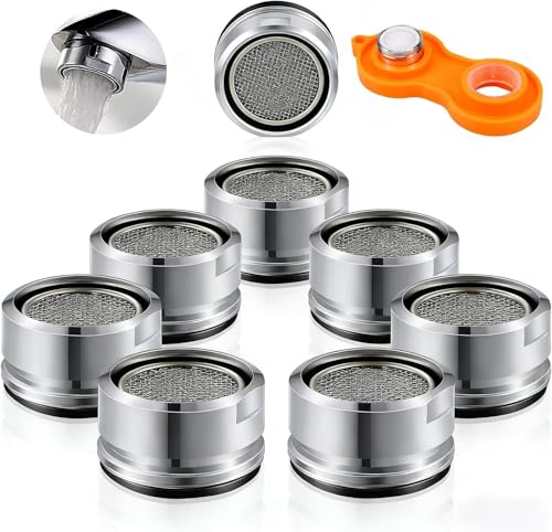 SKY-TOUCH 24mm Faucet Aerator Anti-Splash Water Flow Regulator Water-Saving Faucet Nozzle Replacement Part for Kitchen and Bathroom Sinks Wrench Included External Thread 8 PCS