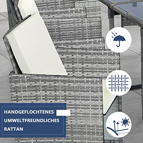 Ribelli Gartenmöbel Set 13-Teilig, Balkonmöbel aus Polyrattan, Wetterfest Sitzgruppe, Sitzgarnitur mit Sofa, Esstisch… – Bild 3