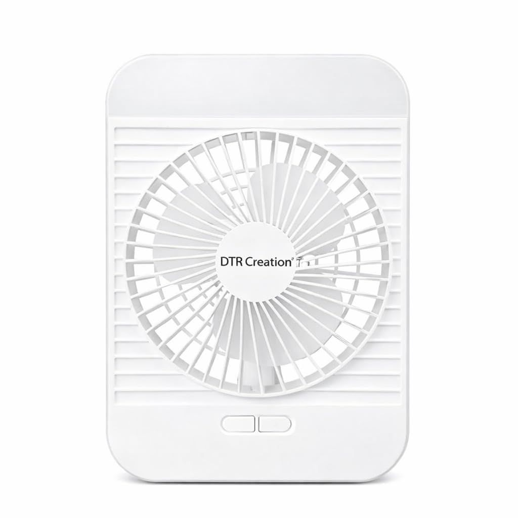 Rechargeable Mini Table Fan with LED Light | Portable USB Desk Fan | Compact Personal Cooling Fan for Home, Office & Travel (White)-picture-33