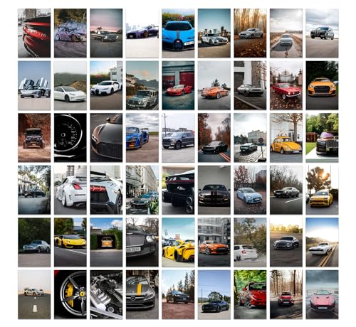 Image of Pack of 54 Cars 01 Wall Collage Kit Posters - 4 x 6 Inches Wall Decor Poster - Wall Art For Bedroom, Living room, Office - 1 Tissue Tape