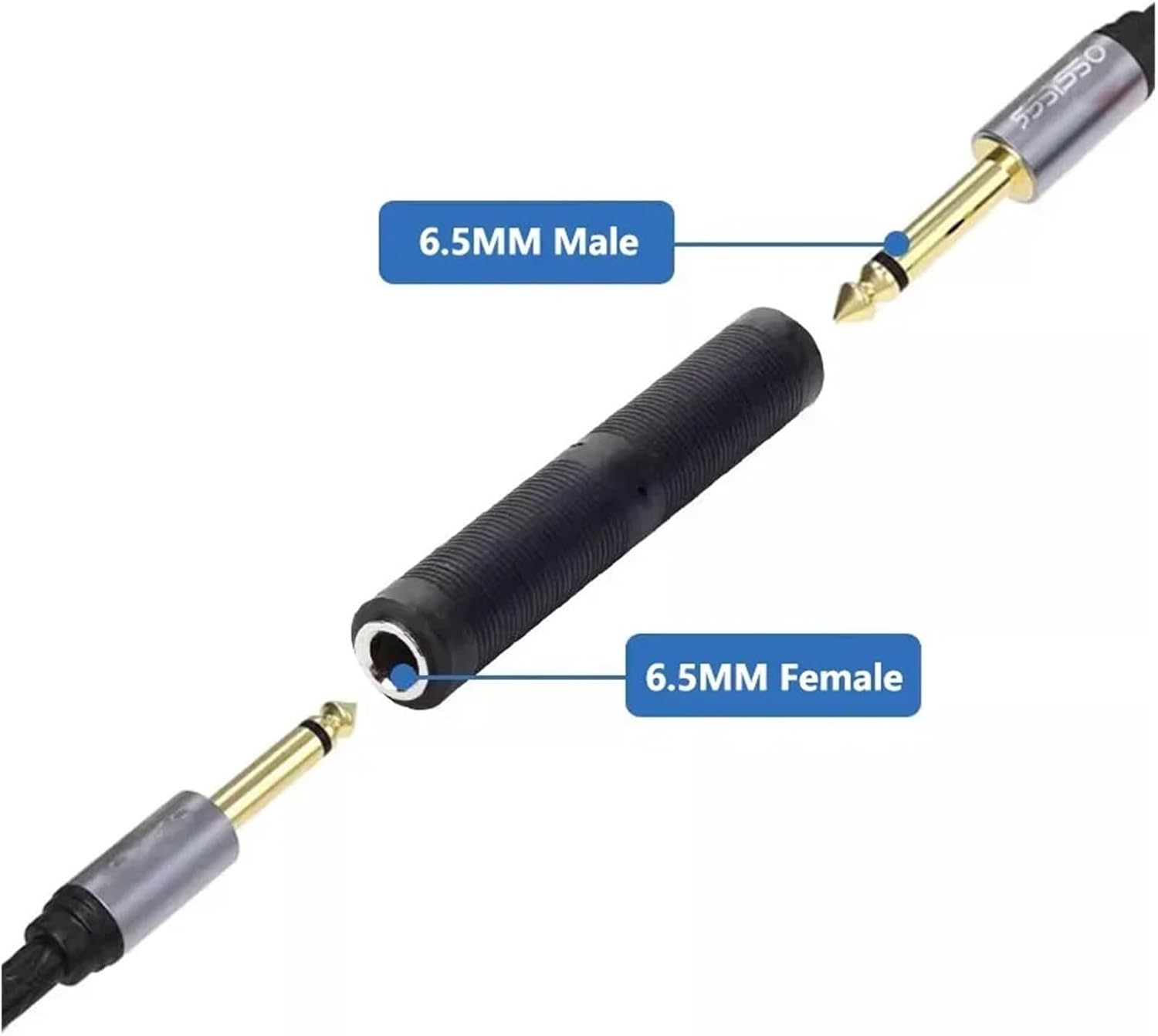 2/4 Pieces Audio Cable Extender Connector 6.35mm Female Adapter(Silvery,2PCS)