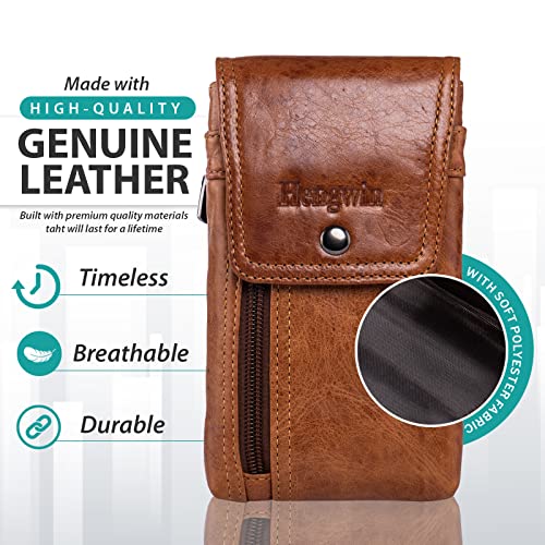 Hengwin Men’s Mobile Phone Pouch, Belt Phone Holster with Clip for iPhone 15 Pro, 15 - Image 2