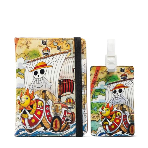 TJIUSI 2Pack Anime Passport Holder and Luggage Tag Set Cool PU Leather Passport Cover Case with Cute Luggage Tag for Travel Suitcase Women and Men
