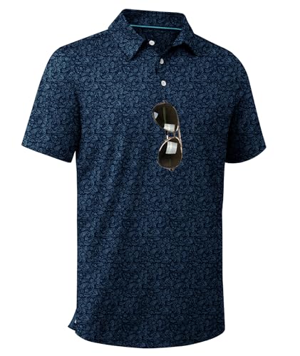 Image of ZITY Men's Golf Shirts Short Sleeve Moisture Wicking Performance Print Patterns Casual Collared Golf Polo Shirt for Men