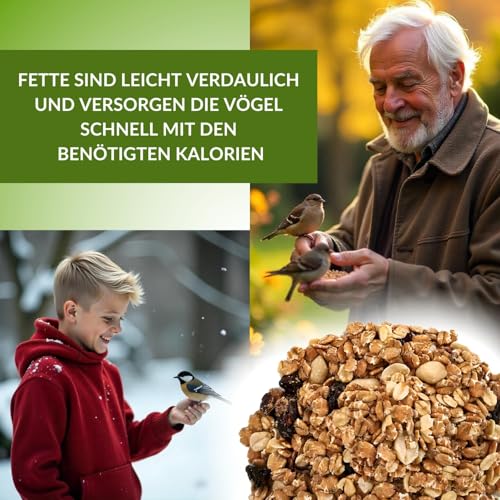 Fettfutter Vogelfutter für Wildvögel – Ganzjähriges Mischfutter mit hohem Fettgehalt, ideales Streufutter für 4 Jahreszeiten (25 kg)