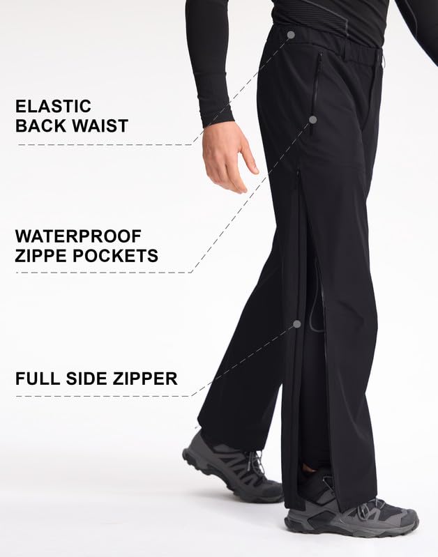 Pioneer Camp Regenhose Herren Wasserdicht 20000mm Fahrrad Überhose Winddichte Atmungsaktiv 3-lagige Verschweißt Outdoor Radhose Seite Full Zip Beinzip fur Trekking Outdoor