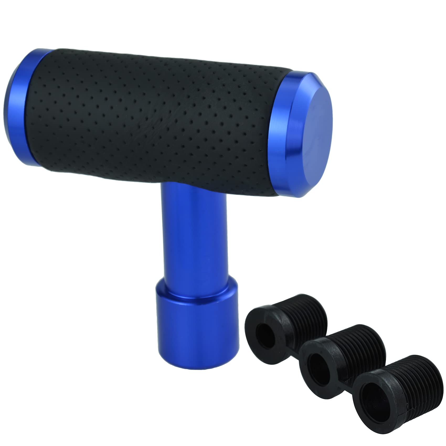 Temzzer T Shifter Knob Leather Shift Knob Gear Shift Stick Head for Most Manual Automatic Vehicles (Blue)