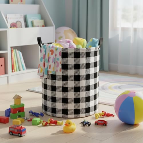 Image of Baby Laundry Hamper kids laundry Basket Waterproof Laundry Bag for Bedroom Clothes Organizer Room Decor(Checkered)