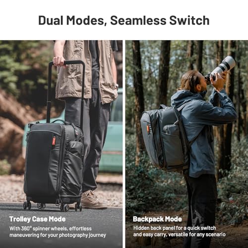 PGYTECH 2-in-1 Roller Camera Backpack, DSLR/SLR/Mirrorless Bag for Travel Photographers, Rolling Luggage with Tripod & Removable Modular & Rain Cover, Compatible with Canon, Nikon, Sony