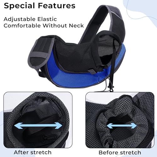 Image of Kraptick Pet Sling Carrier, Pet Carrier Bag for Shitzu Puppy, Cat, Rabbit with Comfortable Adjustable Pouch Single Shoulder Carry Tote Handbag for Pets (Large, Blue)