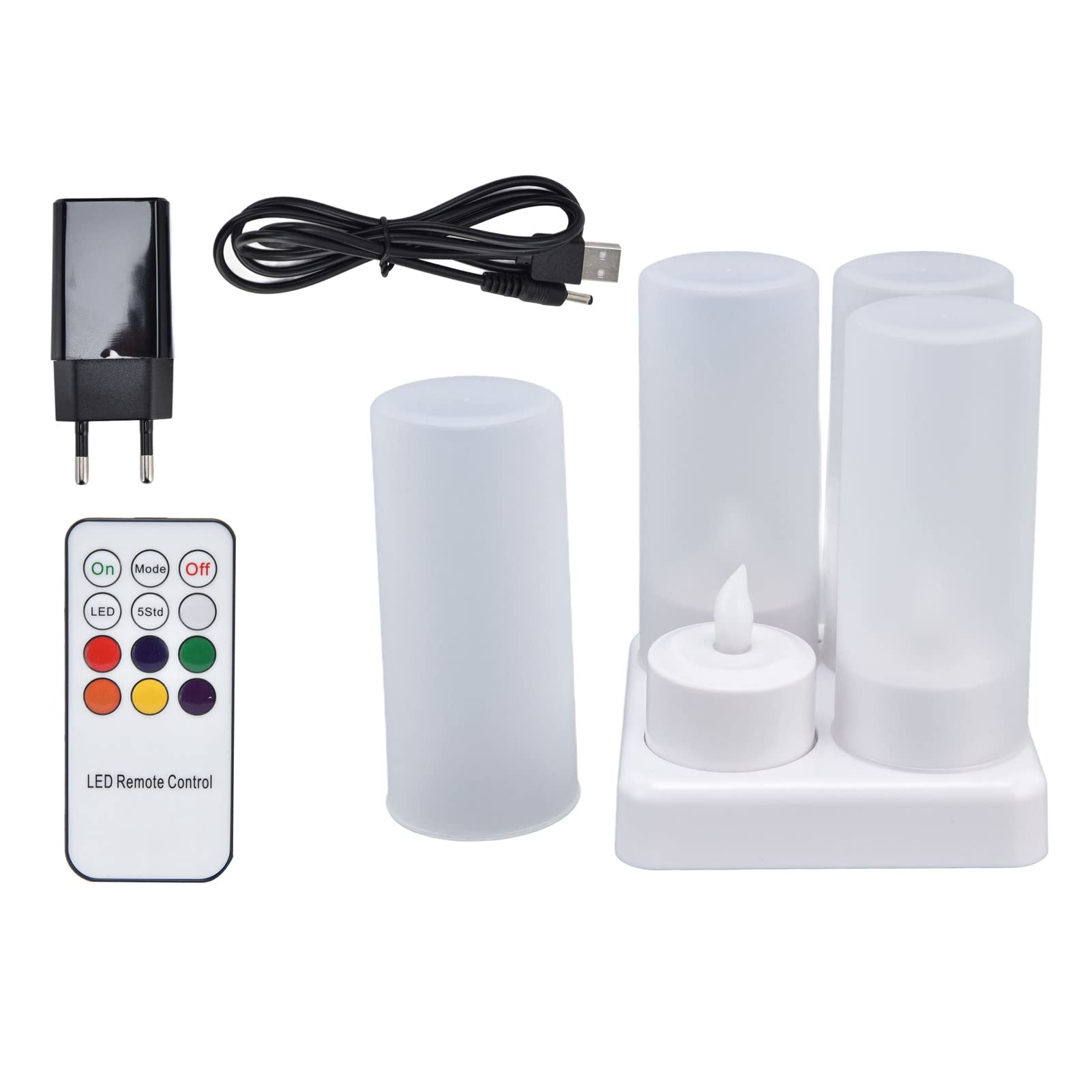 Fdit Candele LED Ricaricabili Senza, Colorati con Effetto Tremolante e | Struttura in Plastica, 4h di Ricarica/30h D’uso, Batteria Al Litio 3,7V, per Matrimoni, Feste e Decorazioni Natalizie