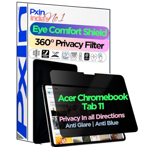 Image of PxIn Tablet Privacy Screen Guard compatible with Acer Chromebook Tab 11 | No.1 | Anti Glare | Anti Blue Light | Anti UV | 4 Way Privacy Filter | 360 Privacy | Eye Protect