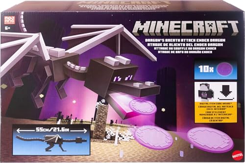 Mattel Minecraft Dragon’s Breath Ender Dragon Action Figure with 10 Discs, Giant Toy with 21.6-inch Length, 20-inch Wingspan with Moving Wings & Launcher - image 6