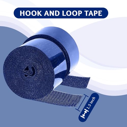Image of 1.5 inch x 1 Yards Navy Wide Hook and Loop with Self Adhesive Tape Strong Sticky Back Roll Nylon Heavy Duty Strips Excellent Grip Fabric Softener for Home Office School Car Craft Organizer