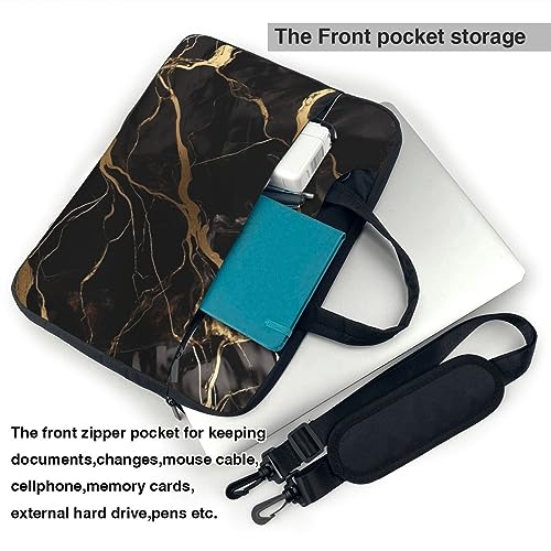 Maletín para portátil unisex negro mármol miniatura 4