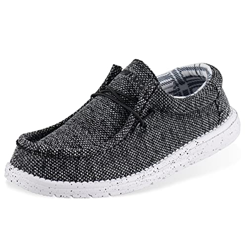 ASITVO Men's Loafers & Slip-ons|Casual Slip on Walking Shoes|Wide Width Toe Box Black White
