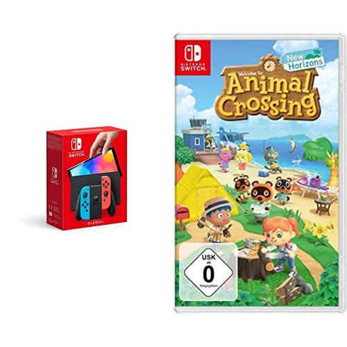 Nintendo Switch OLED-Modell Neon-Rot/Neon-Blau + Animal Crossing: New Horizons