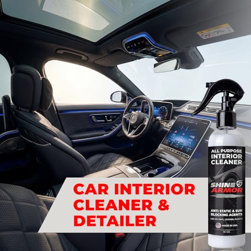 Image of SHINE ARMOR Car Interior Cleaner & Protectant - Interior Detailer Spray with UV Defense, Streak-Free Car Cleaning Spray for Dashboard, Leather, Vinyl, Plastic & Rubber - Trucks, SUVs & RVs - 16 fl oz