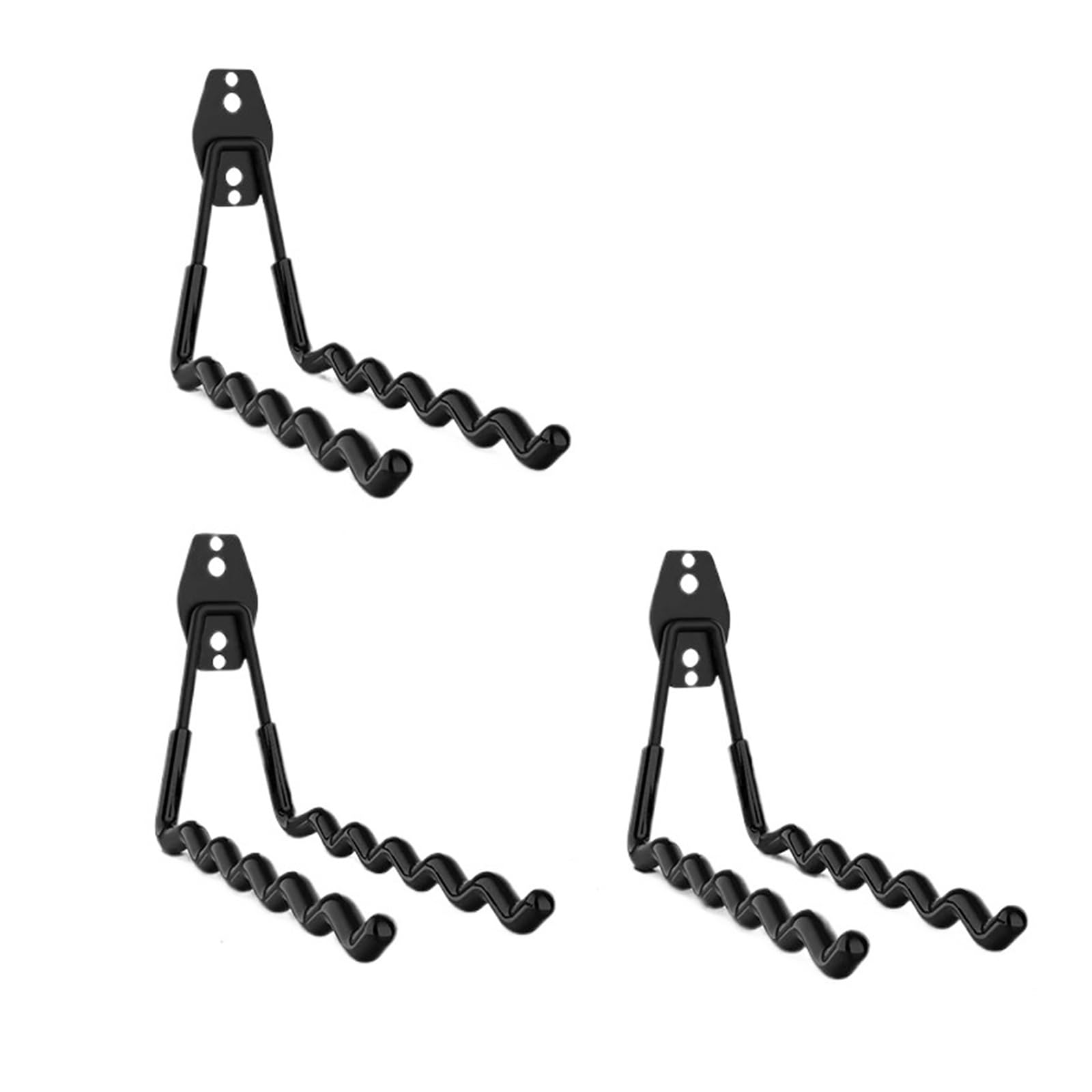 LUYSGBXR Hooks Heavy Duty Metal Hook Garage Organizer Wall Mount Anti-Slip Bicycle Hanger Hooks Storage for Ladders Garden Tool(3W-Black)