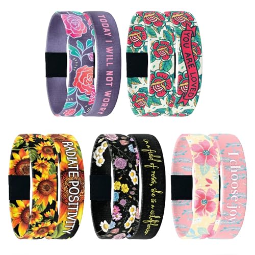 ZOX Bracelets — Stretchy Elastic Band with Motivational Affirmations and Beautiful Artwork — 5 Pack
