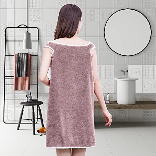 NICEYEA Warm Wearable Bath Towel Wrap Soft Fluffy Highly Water Absorbent Shower Cover Up Women Bath Wrap Towel for Shower with Pocket Thick Quick Dry Beach Spa Gym Bathrobe - Image 4
