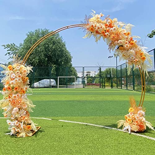 Metalowy łuk ogrodowy, pawilon zewnętrzny, na wesela, ceremonie i imprezy, żółta podpórka dla roślin pnących, 240 x 280 cm, żelazna konstrukcja