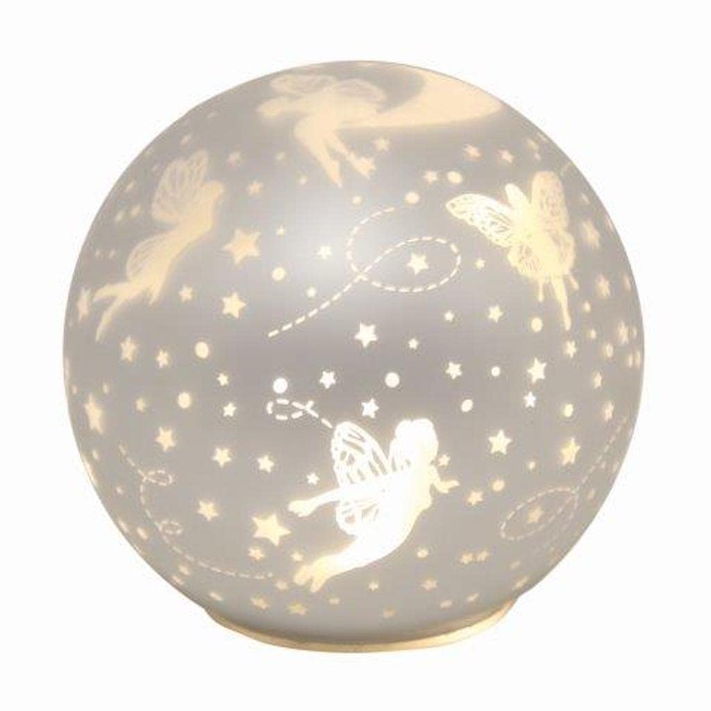 Straits Silver Christmas Fairy Theme Led Light Up Night Lamp Globe Ball 15Cm Diameter - Battery Operated
