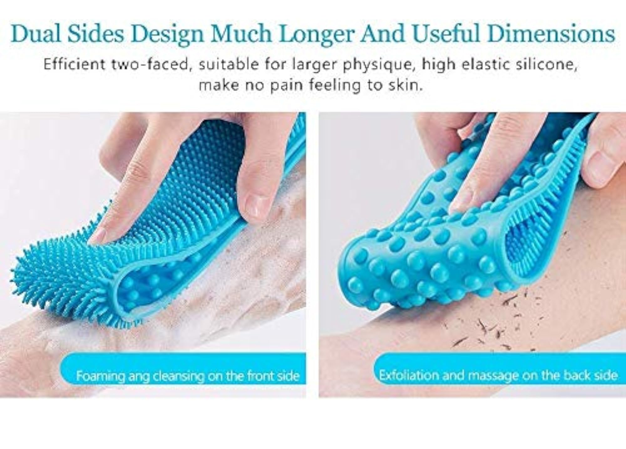Silicone Dual Sided Back Scrubber Brush & Massager, Foot Sole Cleaner