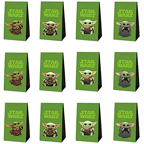 12 Piezas de Bolsas de Regalo Infantiles,Bolsa de Papel Portátil, Bolsa de Dulces,Bocadillos, Galletas y Pastelería, Bolsa de Papel kraft Reutilizable Cover