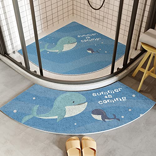 NINIANG Viertelkreis Badematte und Fächerförmige Duschvorleger Set 2 Teilig rutschfest Waschbar Wasseraufnahme Schnelle…