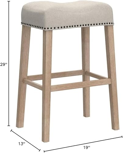 Miniatura 8 de Roundhill Furniture Coco - Taburetes de bar tapizados sin respaldo de 29 pulgadas de altura, juego de 2, gris Gris,Beige Bronceado