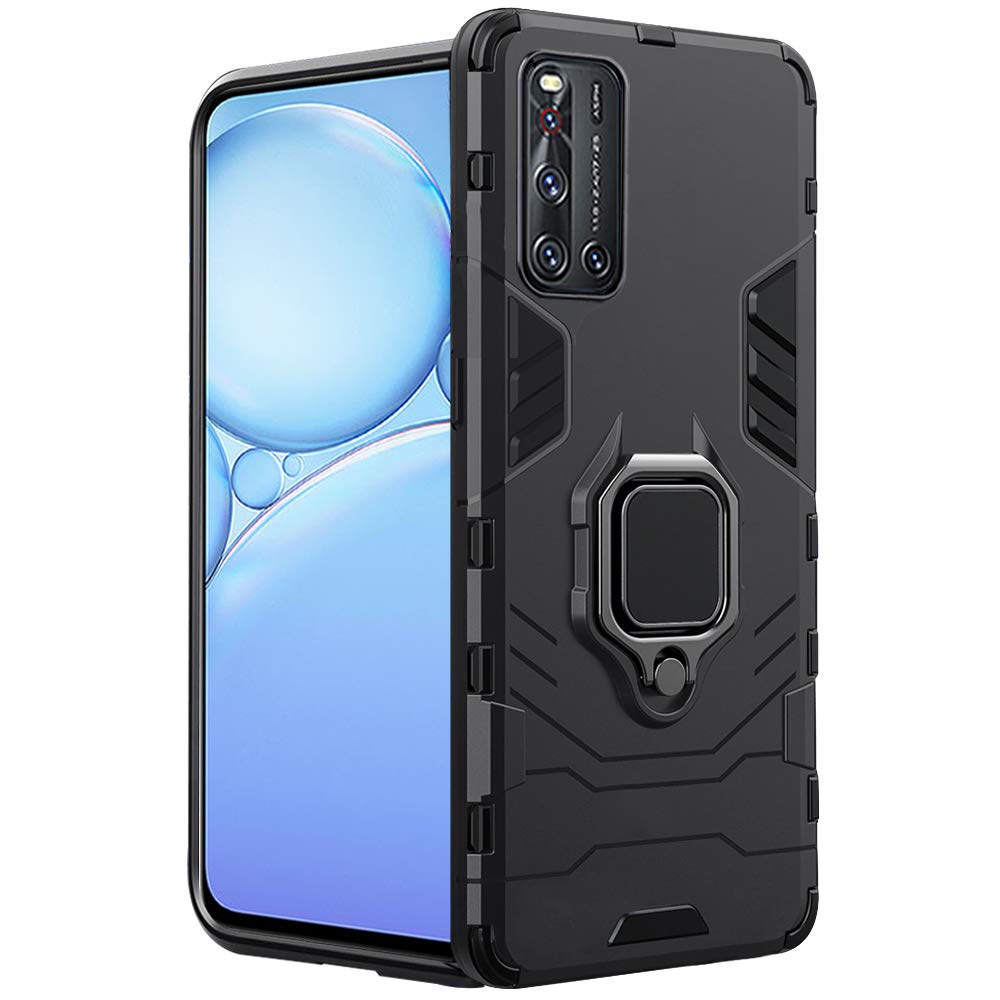 TheGiftKart Armor Bumper Back Cover with in-Built Ring Holder & Kickstand for Vivo V19 (Rubber, Black) (B08JYYW1QB) Amazon Price History, Amazon Price Tracker