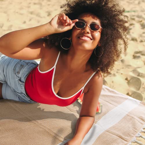 Mystic Lotus Turkish Beach Towel (38X71) %100 Turkish Cotton Bath And Beach Towels - Oversized Quick Dry Sand Free - Turkish Bath Towels For Spa, Pool, Beach, Travel, Picnic And Bathroom (Beige) #TOP6